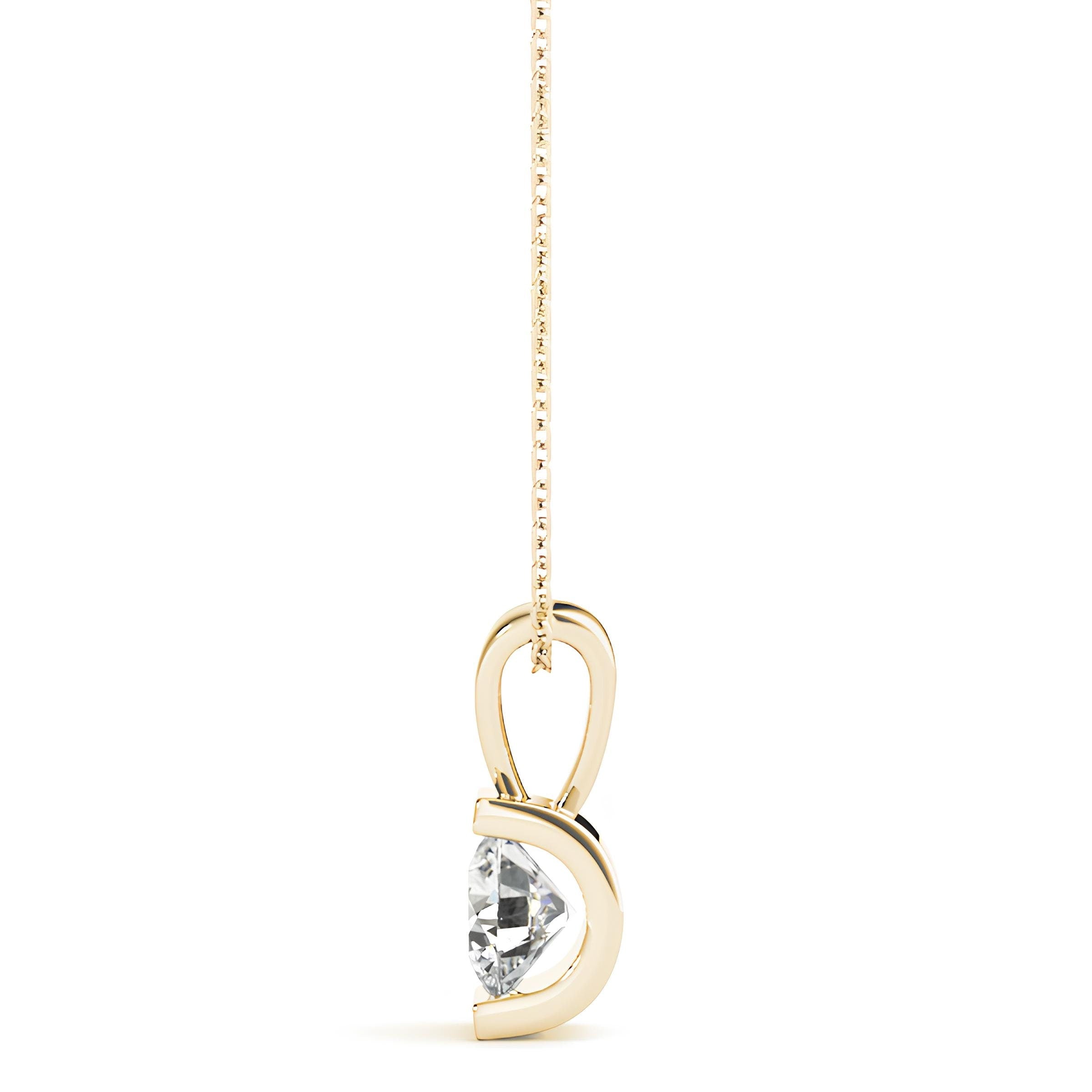 0.50 to 2.00 Ctw Lab Grown Solitaire Round Certified Diamond Gold Pendant Necklace